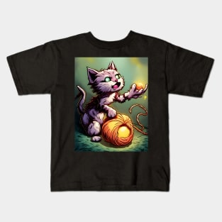 Bessie The Pussycat Plays with a Ball of Yarn Kids T-Shirt